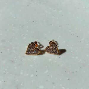 Gold Heart Rhinestone Earrings